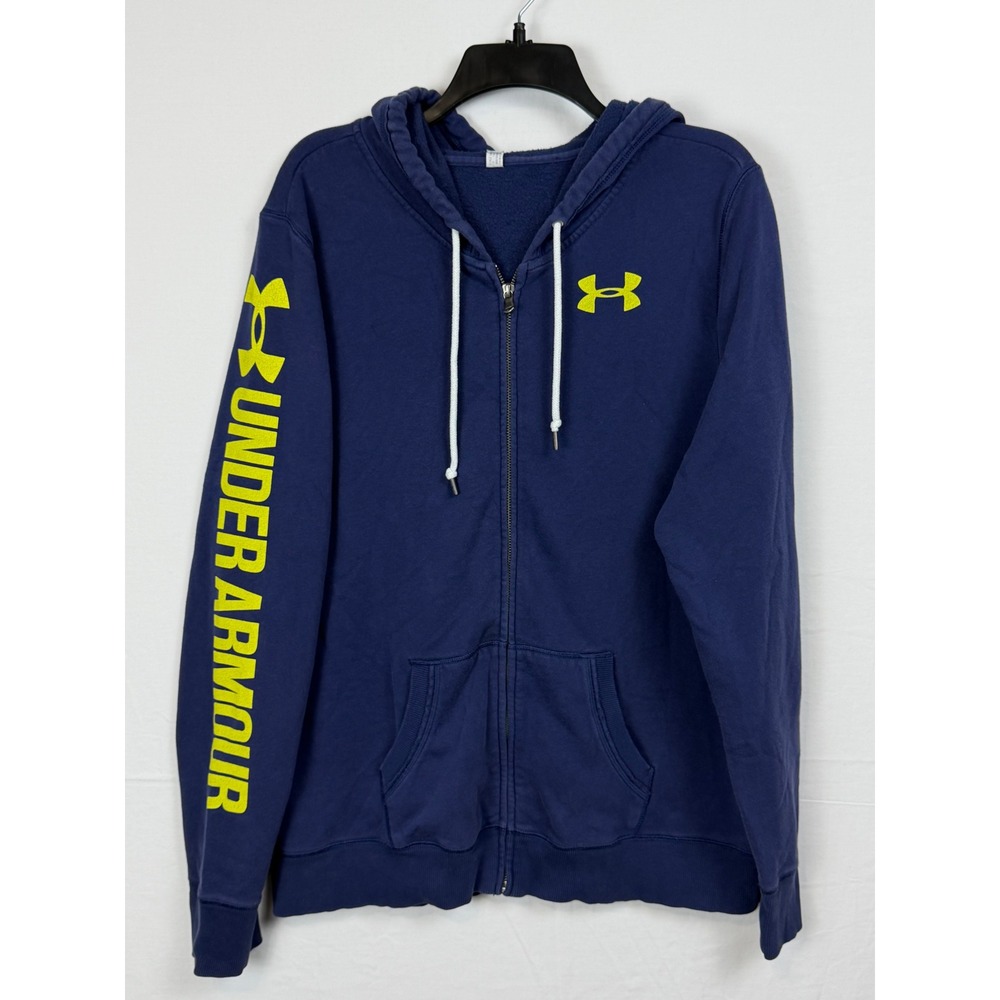 Under Armour Men's Large Hoodie Navy Blue Full Zip fleece lined Logo